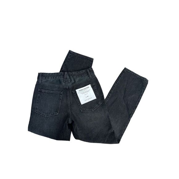 NEW good american vintage straight leg high rise black denim jeans size 2/26 - Picture 1 of 9